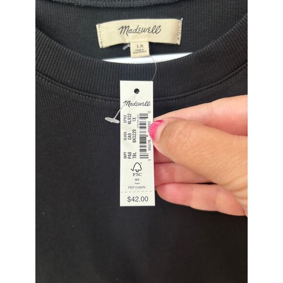 Madewell Women's True Black Plus Supima Rib Tee Size 1X - Picture 5 of 5